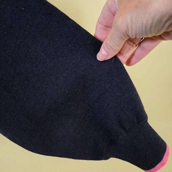 Vintage Schrader Navy Long Line V Neck Cardigan Sweater 3D Flower Unique Size M - Picture 5 of 6